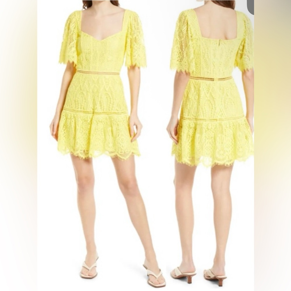 SAYLOR Zuzanna Lace Flutter Sleeve Minidress Size M - PREOWNED